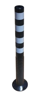 Słupek drogowy uchylny elastyczny odblaskowy blokujący 100 cm czarno-srebrny SD-100-1SC