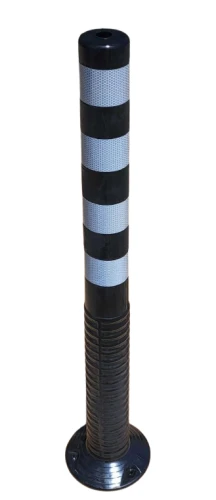 Słupek drogowy uchylny elastyczny odblaskowy blokujący 100 cm czarno-srebrny SD-100-1SC